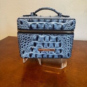 Brahmin Charmaine Blue Serenade  Croc-Embossed Leather Train Case NWT